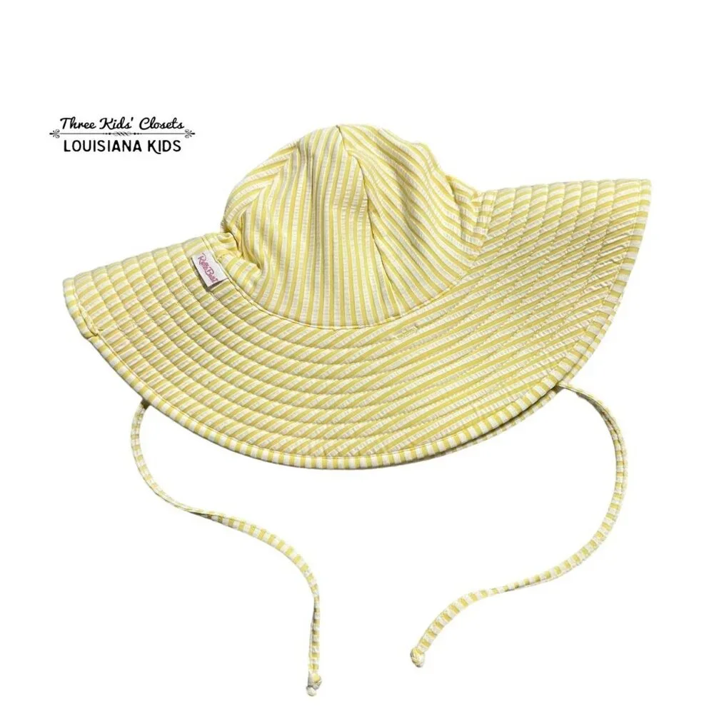 Ruffle Butts 6-10Y Yellow Seersucker Sun Hat Swim Hat